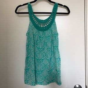 FOREVER 21 Teal Patterned Tank Top